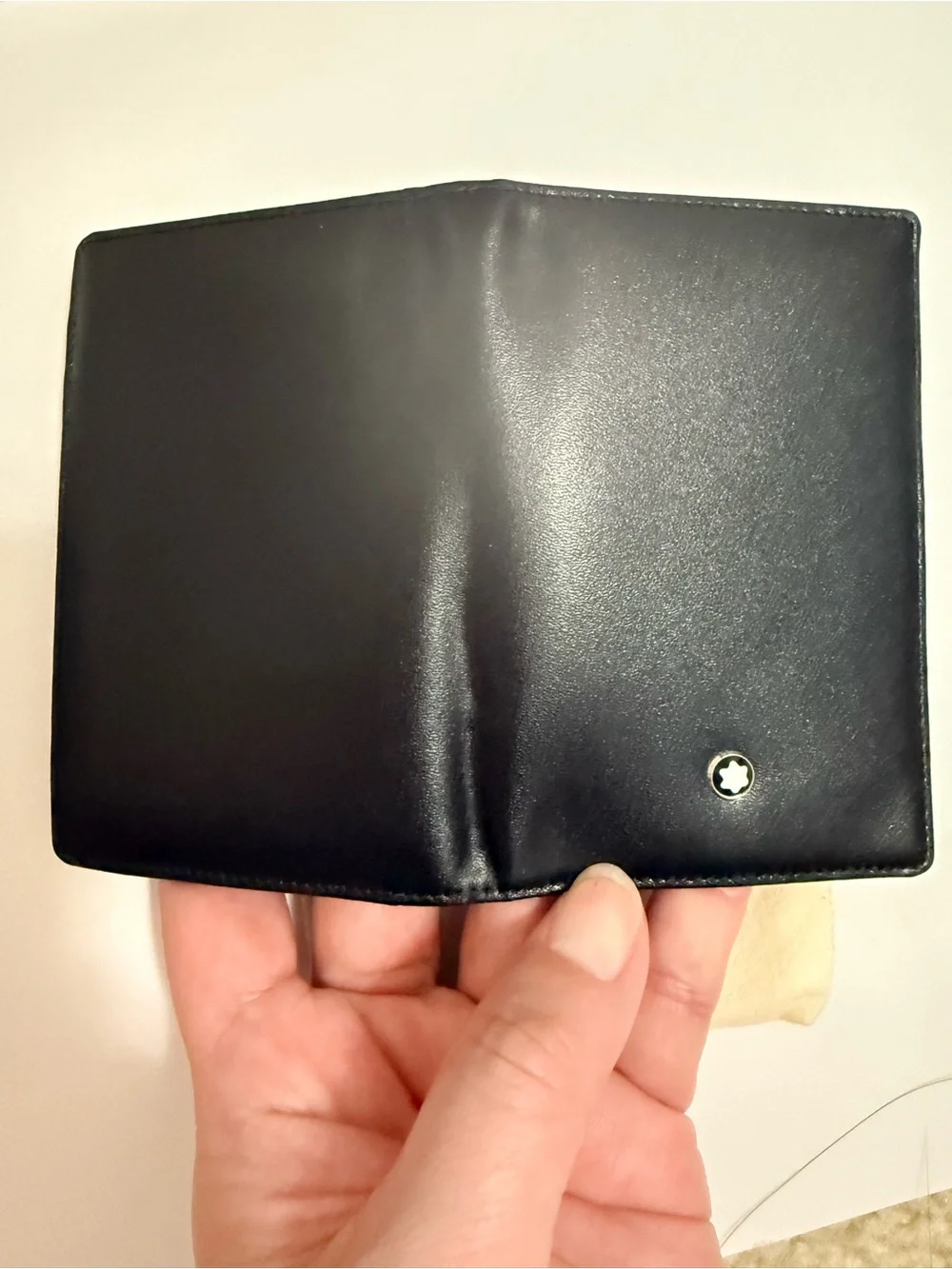 Mont Blanc Black Leather Travel Wallet with Signature Star Emblem